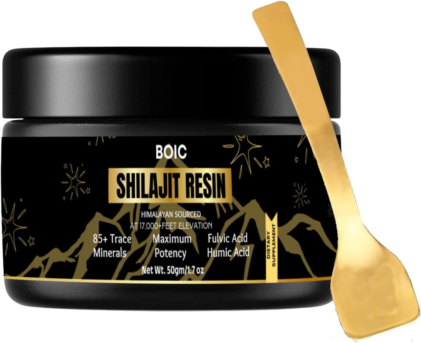 100-Day Supply of BOIC Pure Black Himalayan Shilajit Resin for Energy and Immune Support - 50g / 1.7oz