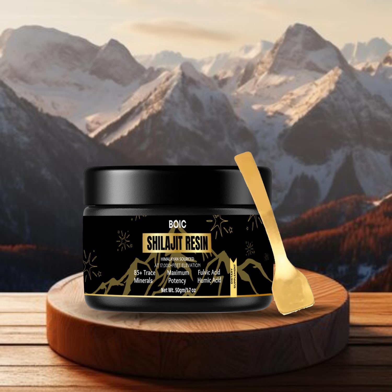 100-Day Supply of BOIC Pure Black Himalayan Shilajit Resin for Energy and Immune Support - 50g / 1.7oz