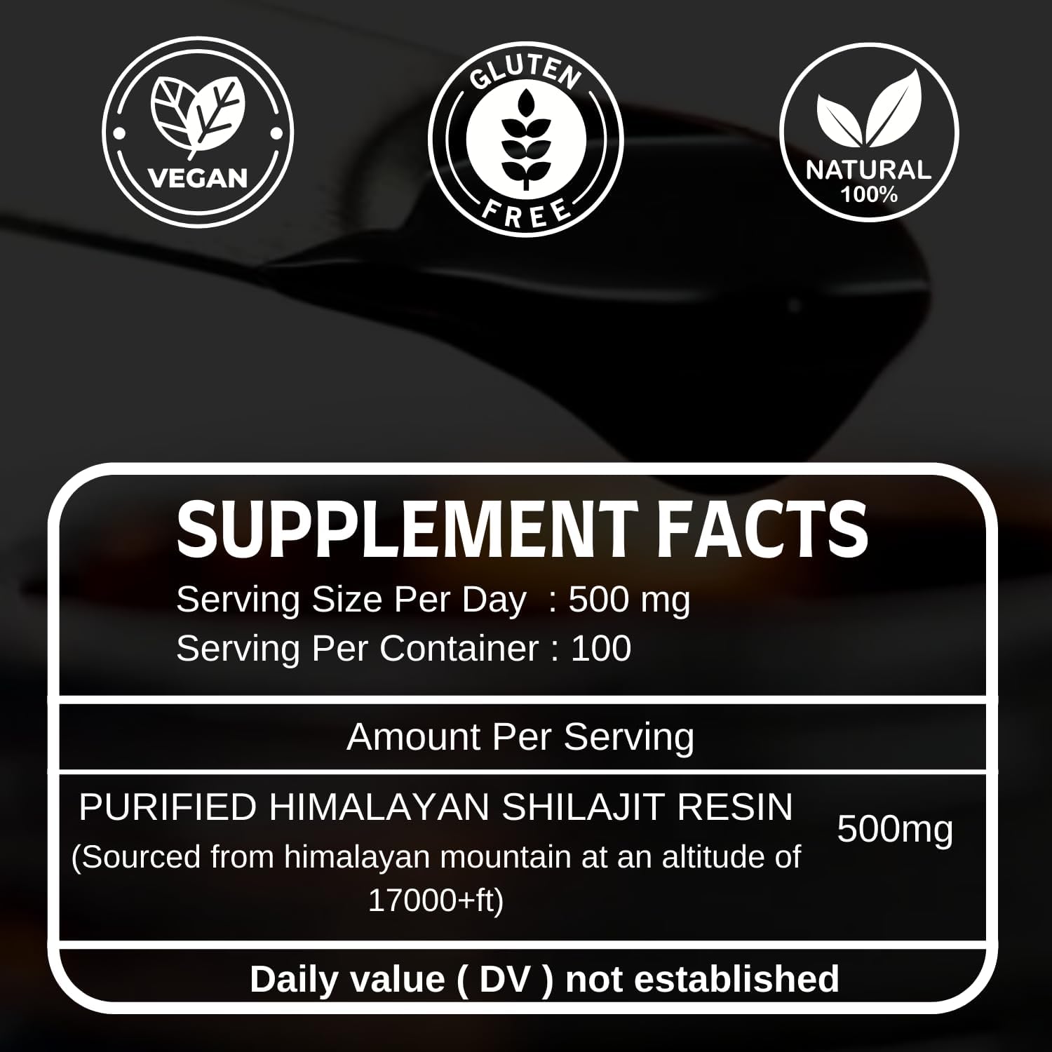100-Day Supply of BOIC Pure Black Himalayan Shilajit Resin for Energy and Immune Support - 50g / 1.7oz