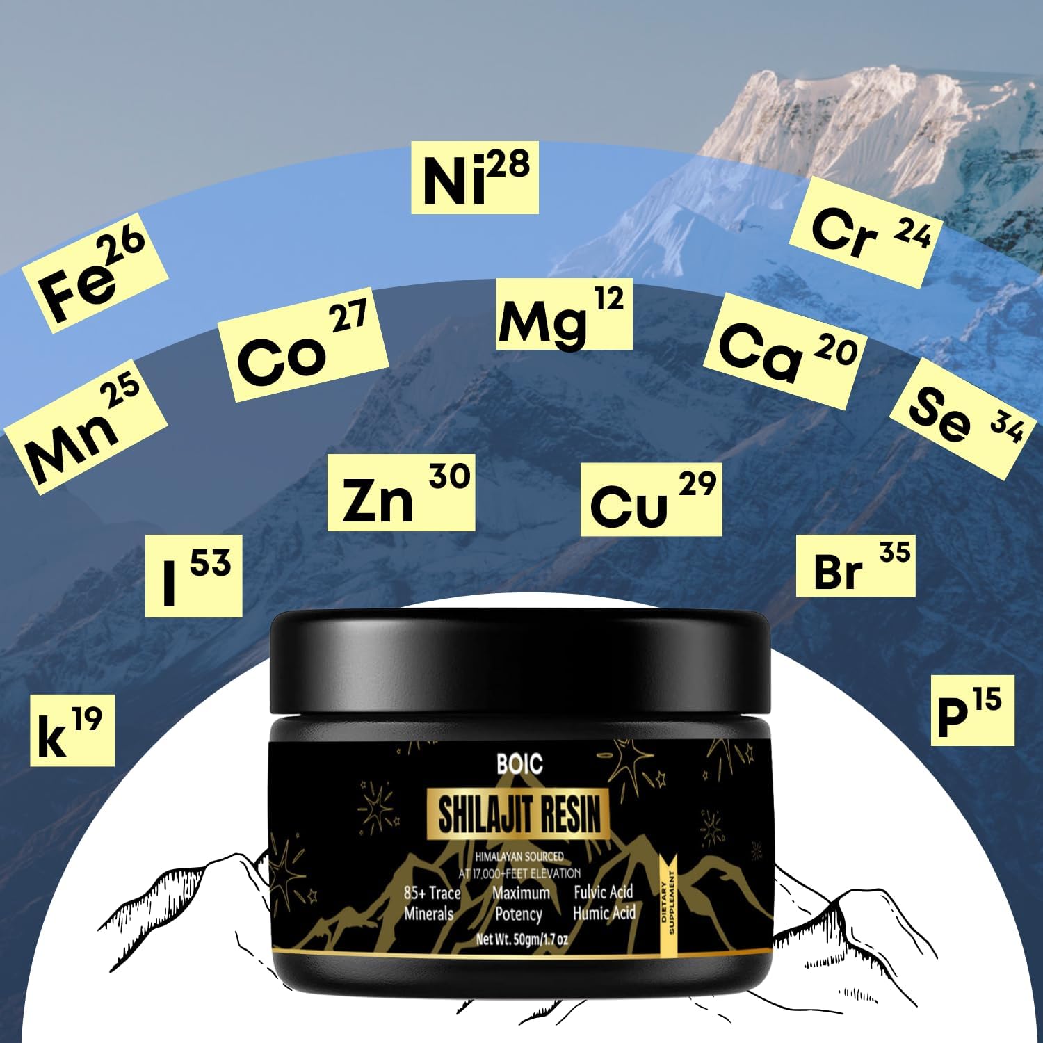 100-Day Supply of BOIC Pure Black Himalayan Shilajit Resin for Energy and Immune Support - 50g / 1.7oz