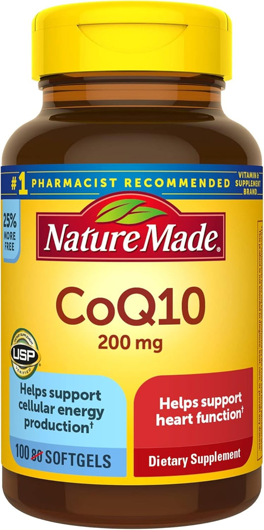 100 Day Supply of Nature Made CoQ10 200 mg Softgels for Heart Health and Energy Production