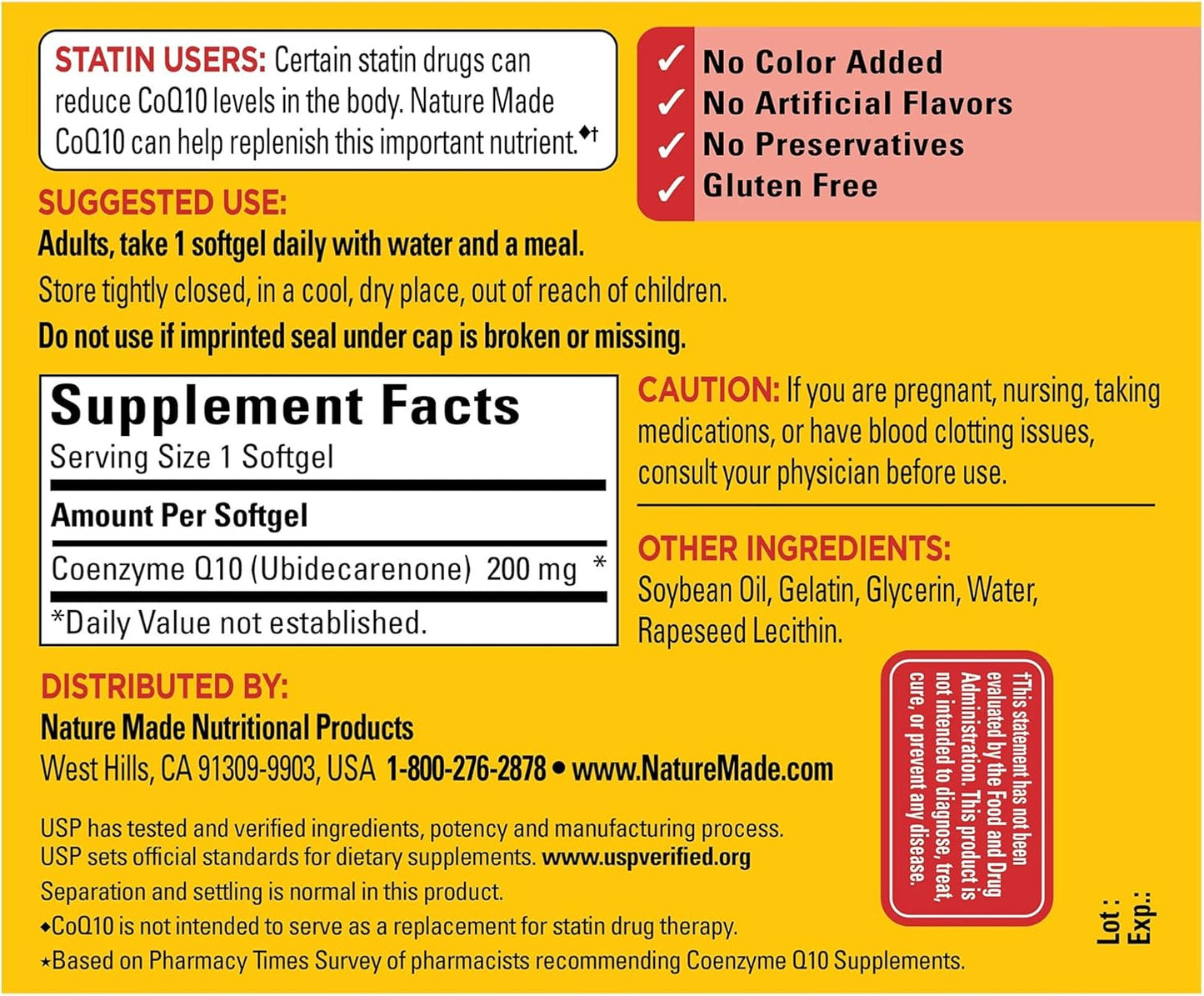 100 Day Supply of Nature Made CoQ10 200 mg Softgels for Heart Health and Energy Production