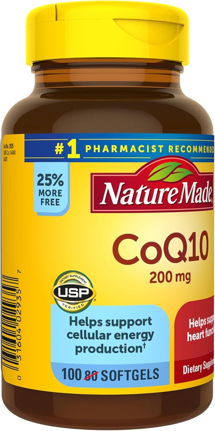 100 Day Supply of Nature Made CoQ10 200 mg Softgels for Heart Health and Energy Production