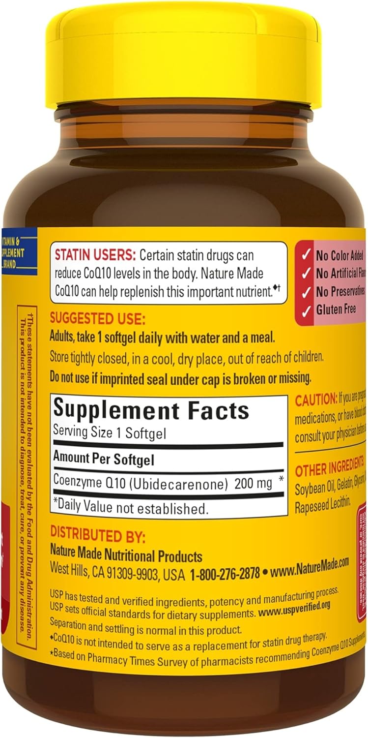 100 Day Supply of Nature Made CoQ10 200 mg Softgels for Heart Health and Energy Production