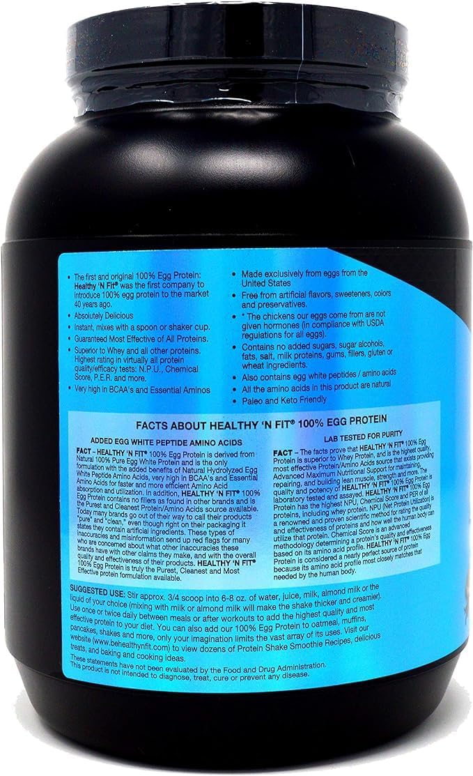 100% Egg Protein Powder by Healthy 'N Fit - High Quality Protein Supplement for Muscle Growth and Recovery