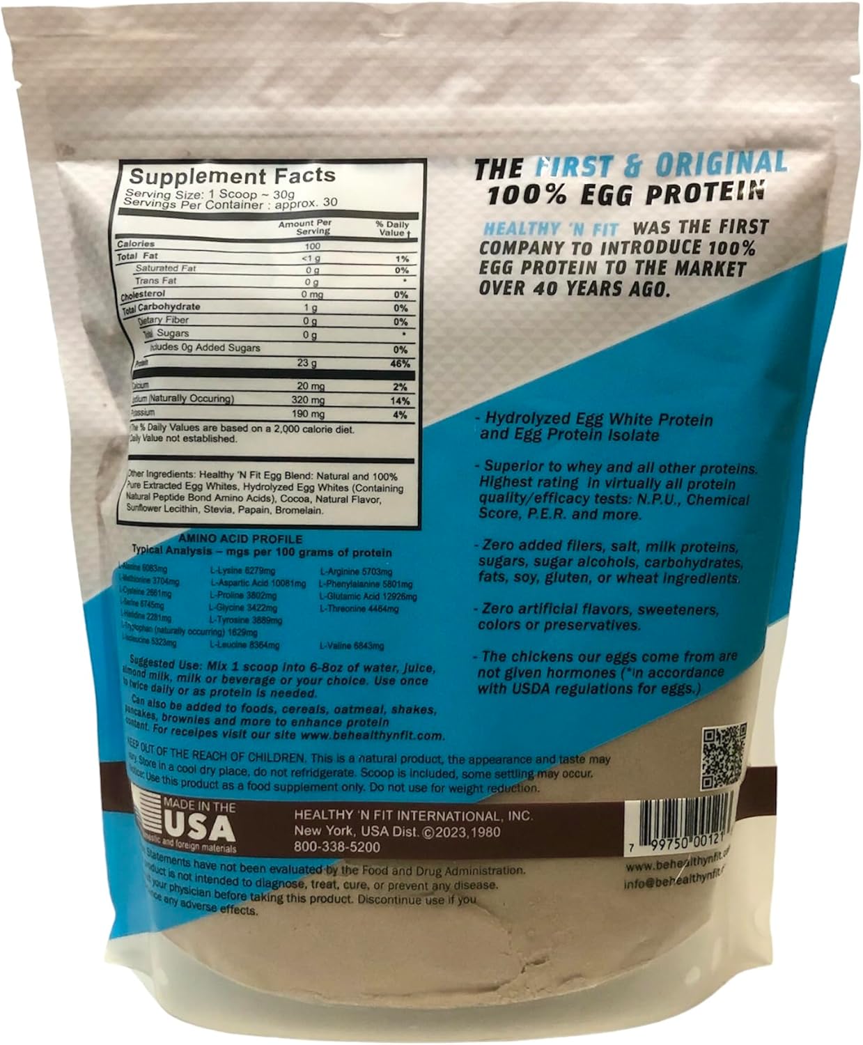 100% Egg White Protein Isolate with Natural Peptides - Heavenly Chocolate Flavor - 2lb