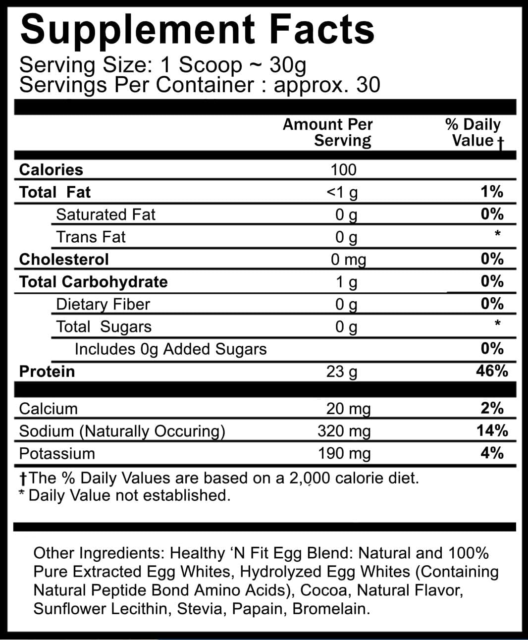 100% Egg White Protein Isolate with Natural Peptides - Heavenly Chocolate Flavor - 2lb
