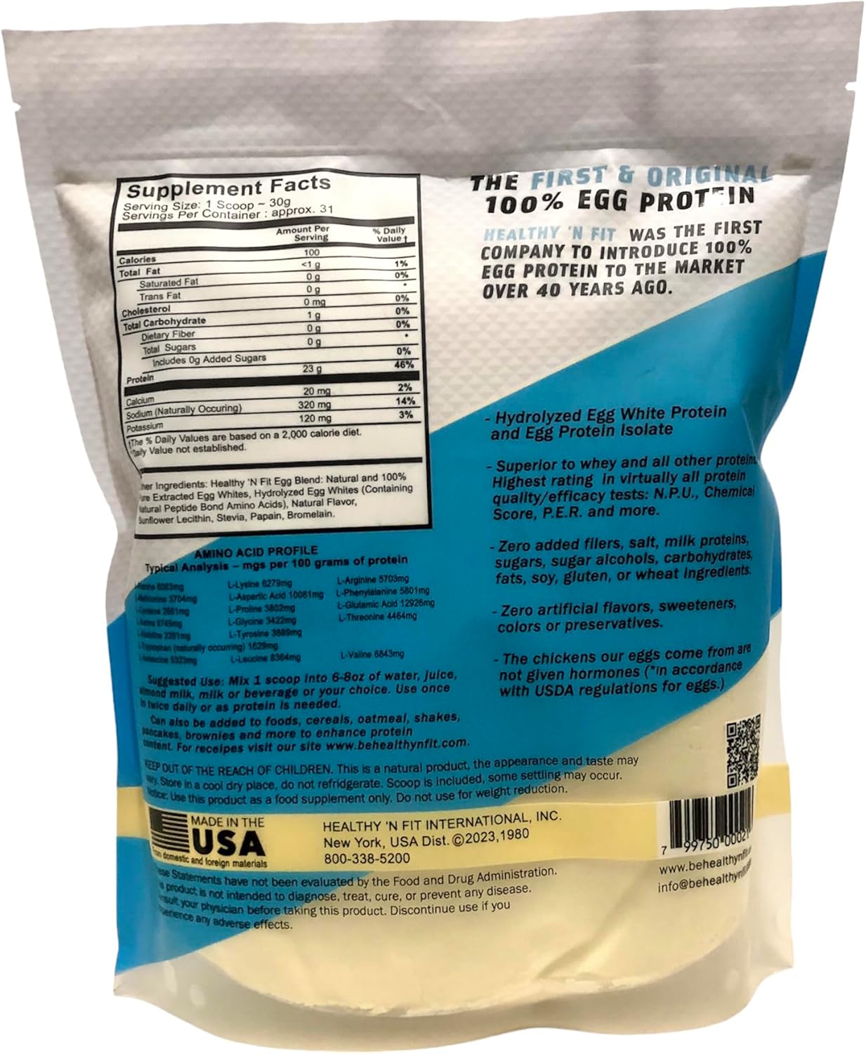 100% Egg White Protein with Natural Peptides - Vanilla Ice Cream Flavor (2lb) - Pure & Naturally Sweetened