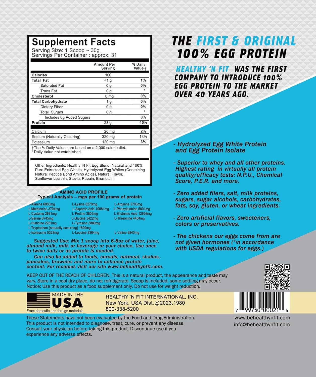 100% Egg White Protein with Natural Peptides - Vanilla Ice Cream Flavor (2lb) - Pure & Naturally Sweetened