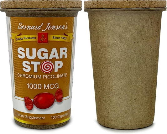 100 Gelatin Capsules of Bernard Jensen's Sugar Stop Chromium Picolinate 1000mcg - Blood Sugar Support Supplement