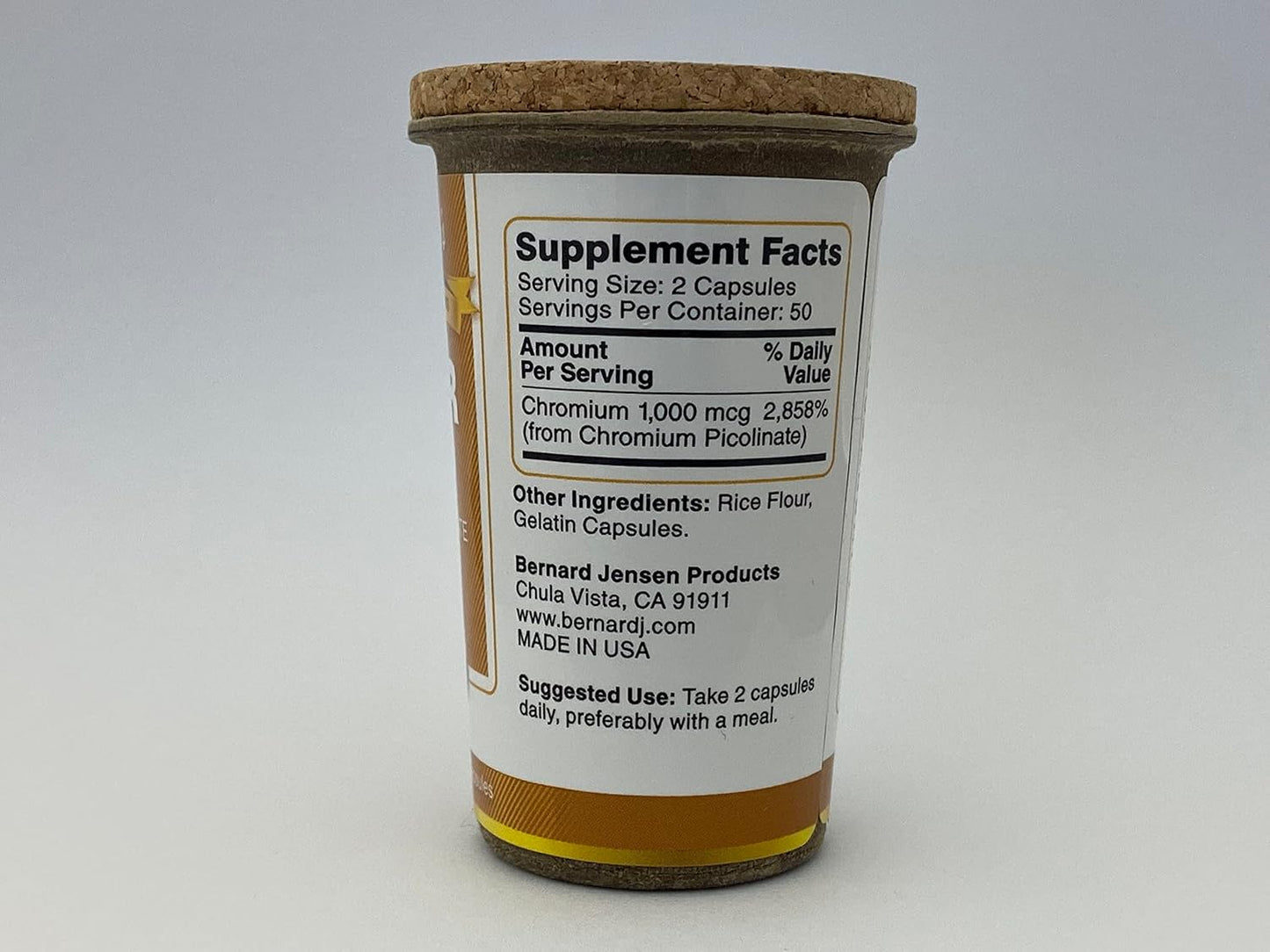 100 Gelatin Capsules of Bernard Jensen's Sugar Stop Chromium Picolinate 1000mcg - Blood Sugar Support Supplement