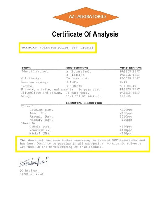 100 Grams A2Z Laboratory Potassium Iodide USP Grade Crystals/Powder - 100% Ultra High Purity - Fast Shipping