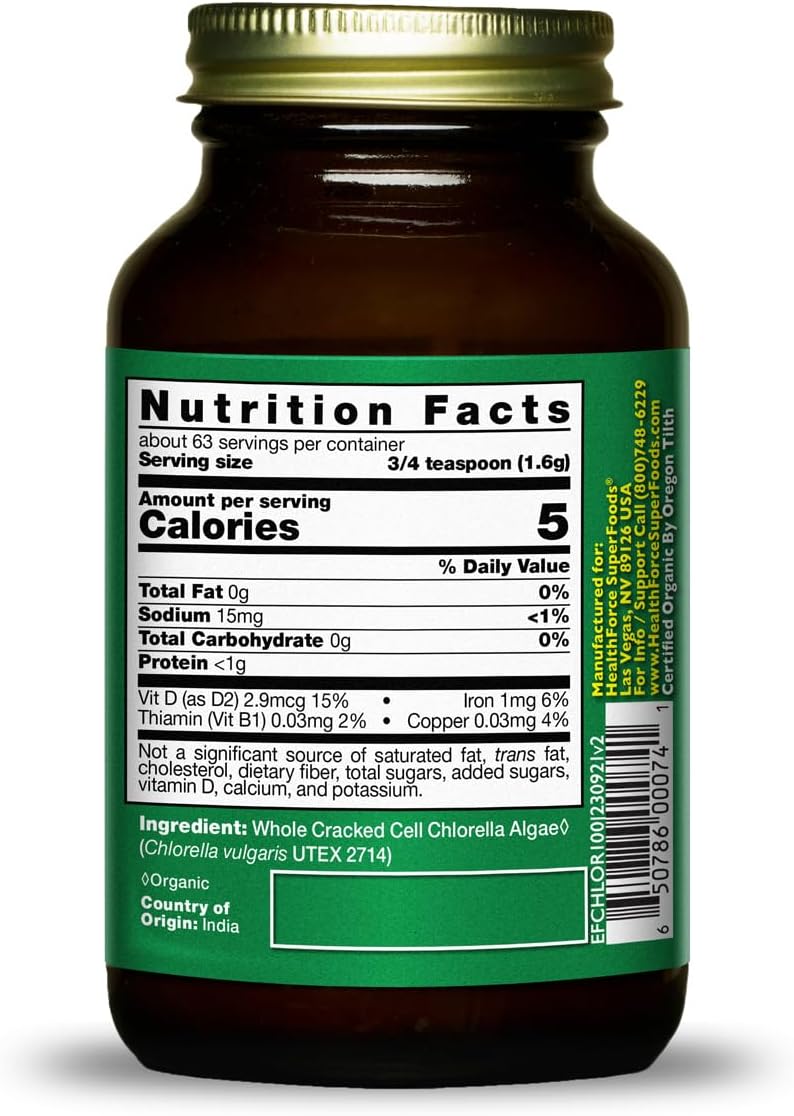 100 Grams of HealthForce SuperFoods Chlorella Manna Powder for Nutrient-Rich Detoxification