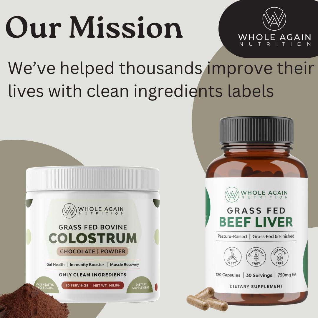 100% Grass Fed Beef Liver Capsules - 120 Count - 3,000mg - Iron & Energy - Desiccated Liver Supplement - Pasture Raised - No Fillers