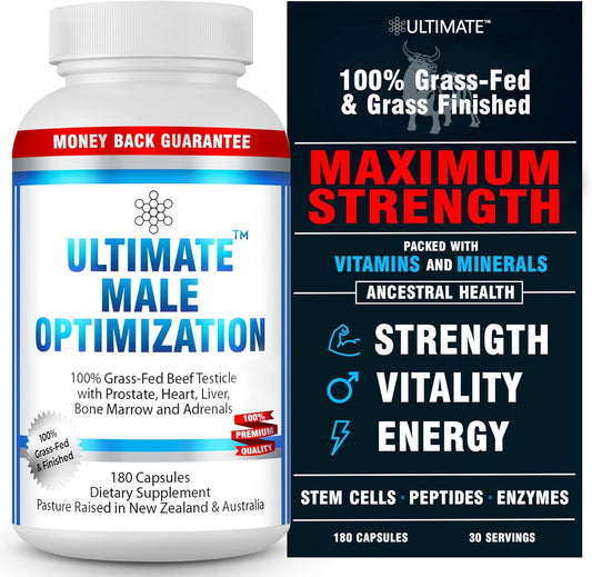 100% Grass Fed Beef Organ Supplement for Men - Supports Testosterone, Energy, & Wellness - Non-GMO Liver Capsules - 180 Count