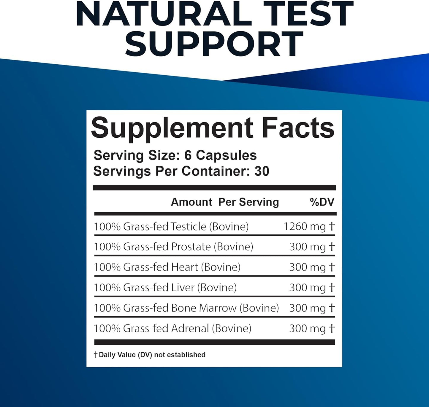 100% Grass Fed Beef Organ Supplement for Men - Supports Testosterone, Energy, & Wellness - Non-GMO Liver Capsules - 180 Count