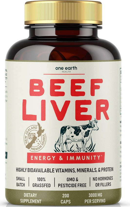 100% Grass Fed New Zealand Beef Liver Capsules - 200 Capsules (3,000mg Serving) - GMO and Filler Free - Pasture Raised