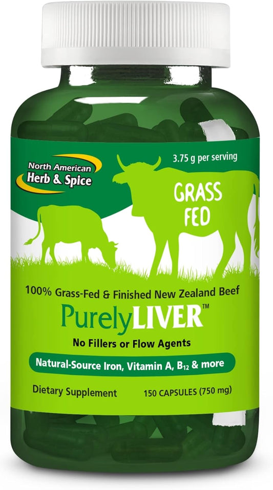 100% Grass-Fed New Zealand Beef Liver Capsules with Vitamin A, B12 & Iron - 150 Capsules