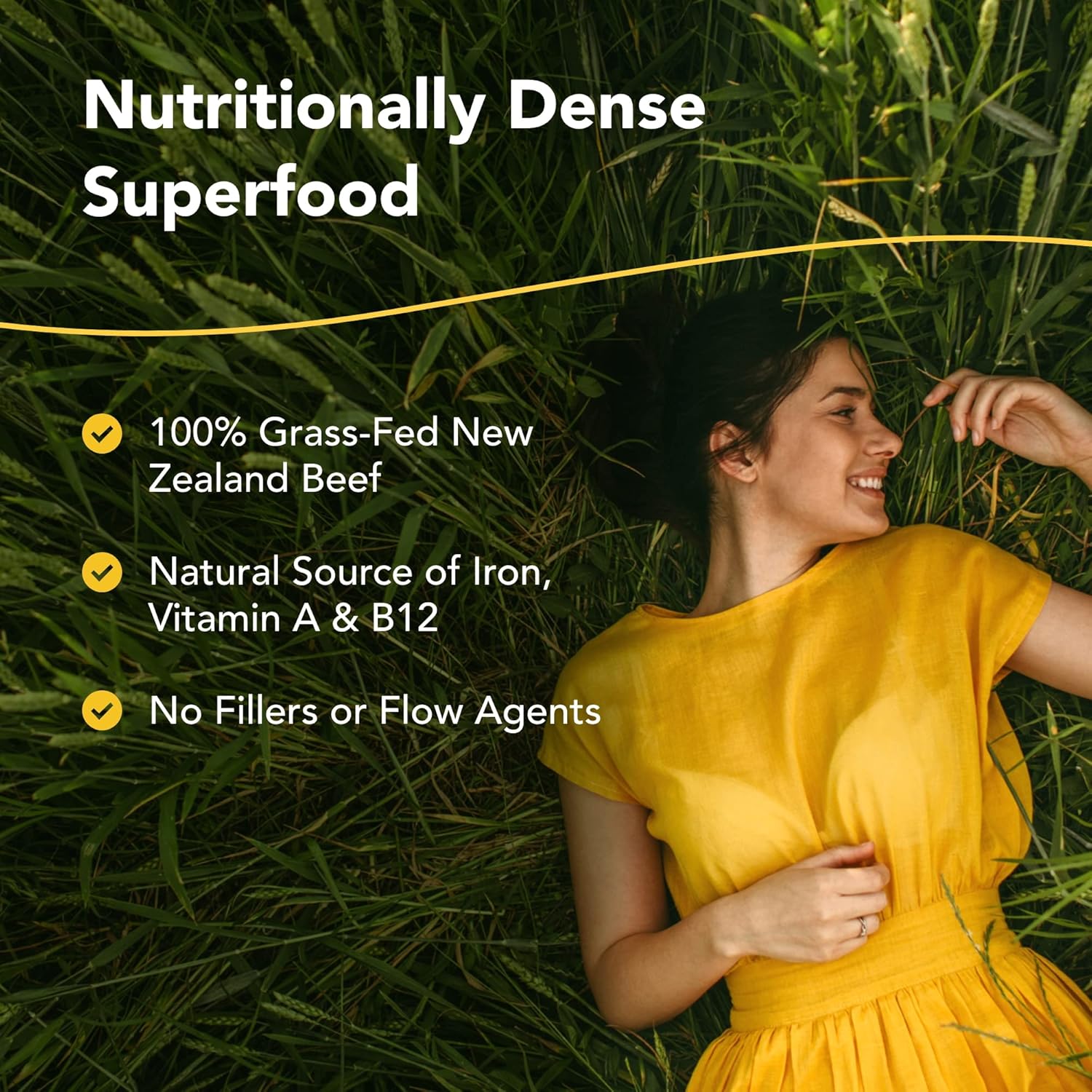 100% Grass-Fed New Zealand Beef Liver Capsules with Vitamin A, B12 & Iron - 150 Capsules