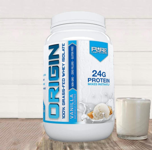 100% Grass-Fed Whey Protein Isolate in Vanilla Flavor - High Protein, Low Carb - 2lb by Pure Label Nutrition