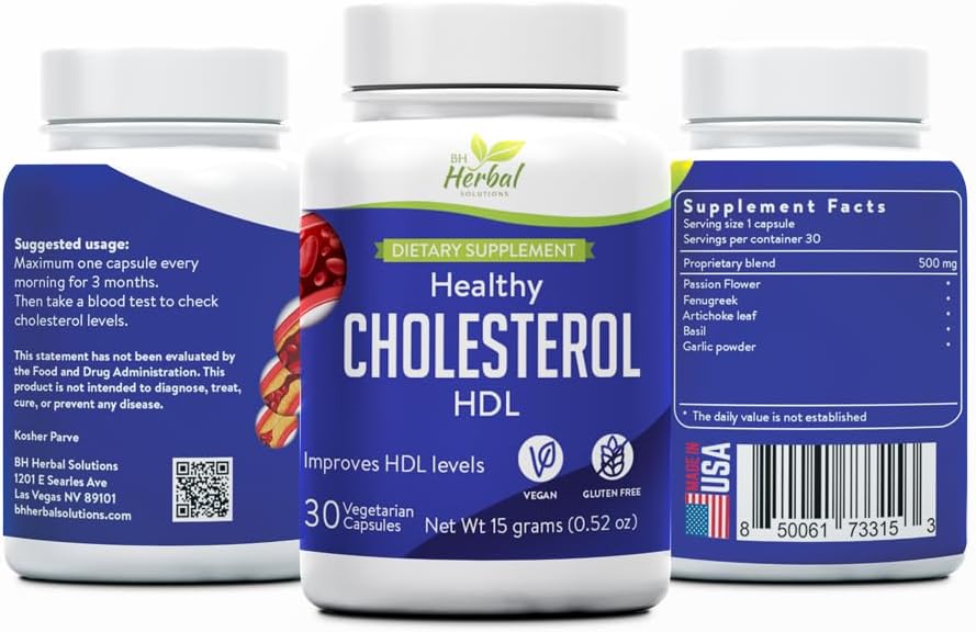 100% Herbal BH Herbal SOLUTIONS Healthy HDL Cholesterol Supplement for Good Levels