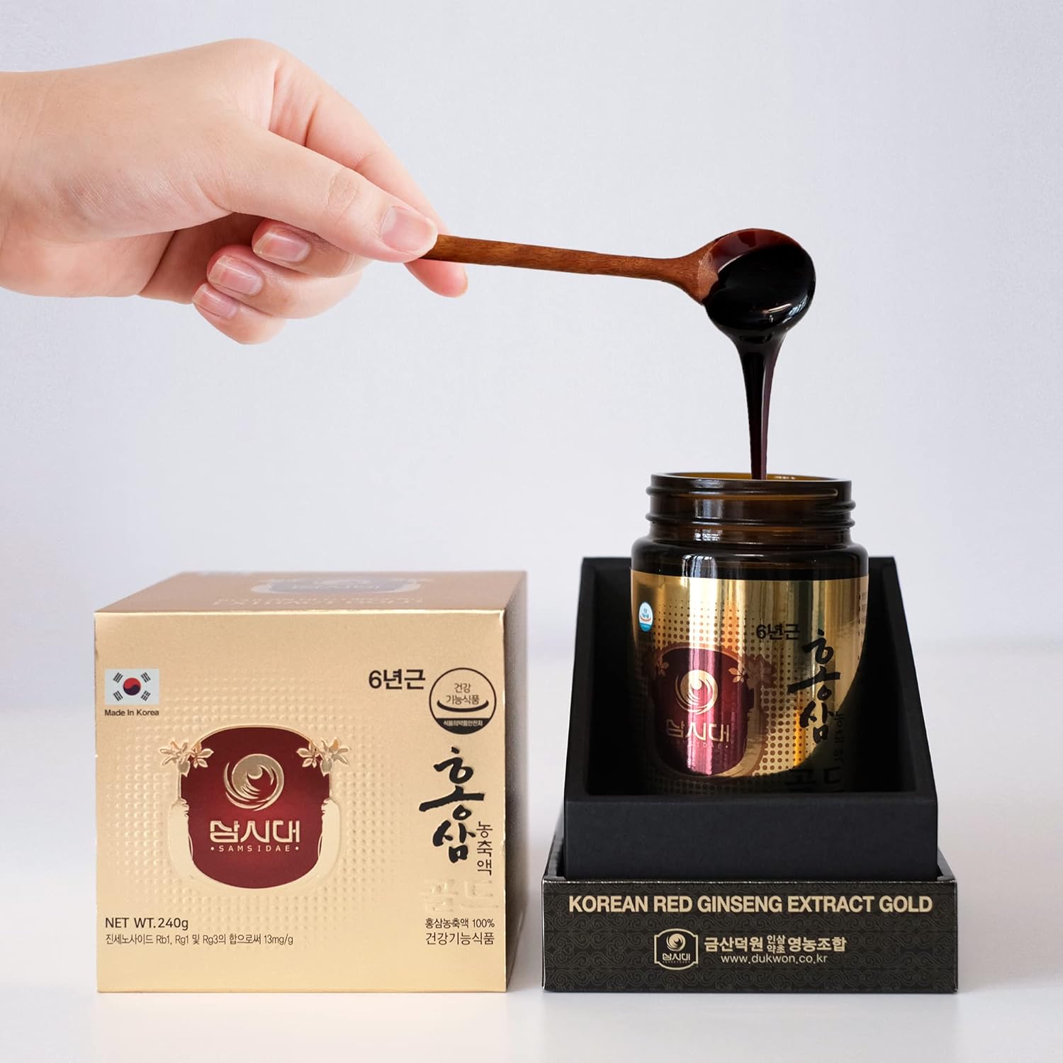 100% Korean Red Ginseng Extract Gold 240g - Boost Immunity, Mental Performance, Stamina & Energy - 6 Year Roots (13mg/g)