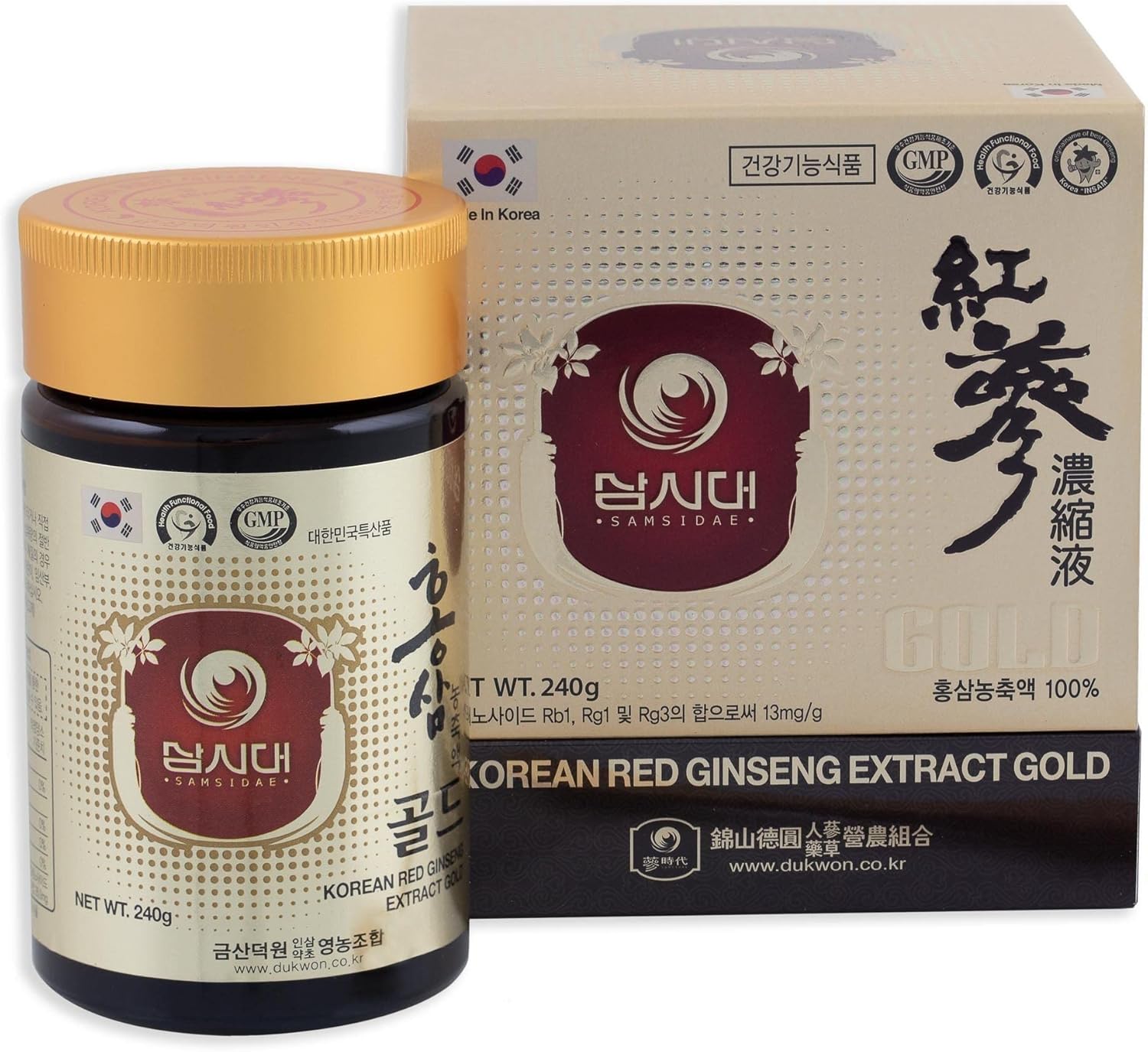 100% Korean Red Ginseng Extract Gold 240g - Boost Immunity, Mental Performance, Stamina & Energy - 6 Year Roots (13mg/g)