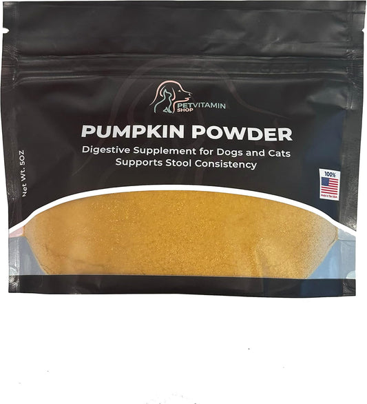 100% Made in USA Pumpkin Powder for Dogs & Cats, 5 oz - Digestive Support, Fiber, Healthy Stool - Pet Vitamin Shop
