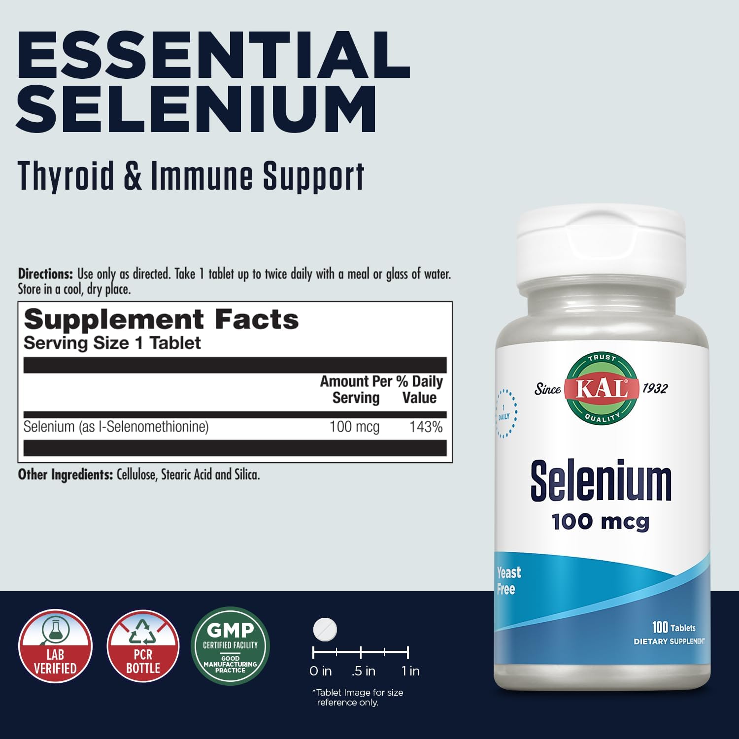 100 Mcg Selenium Yeast-Free Tablets - 100 Count Bottle