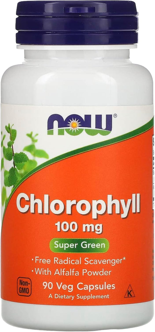 100 mg Chlorophyll Veg Capsules by NOW Foods - 90 Count