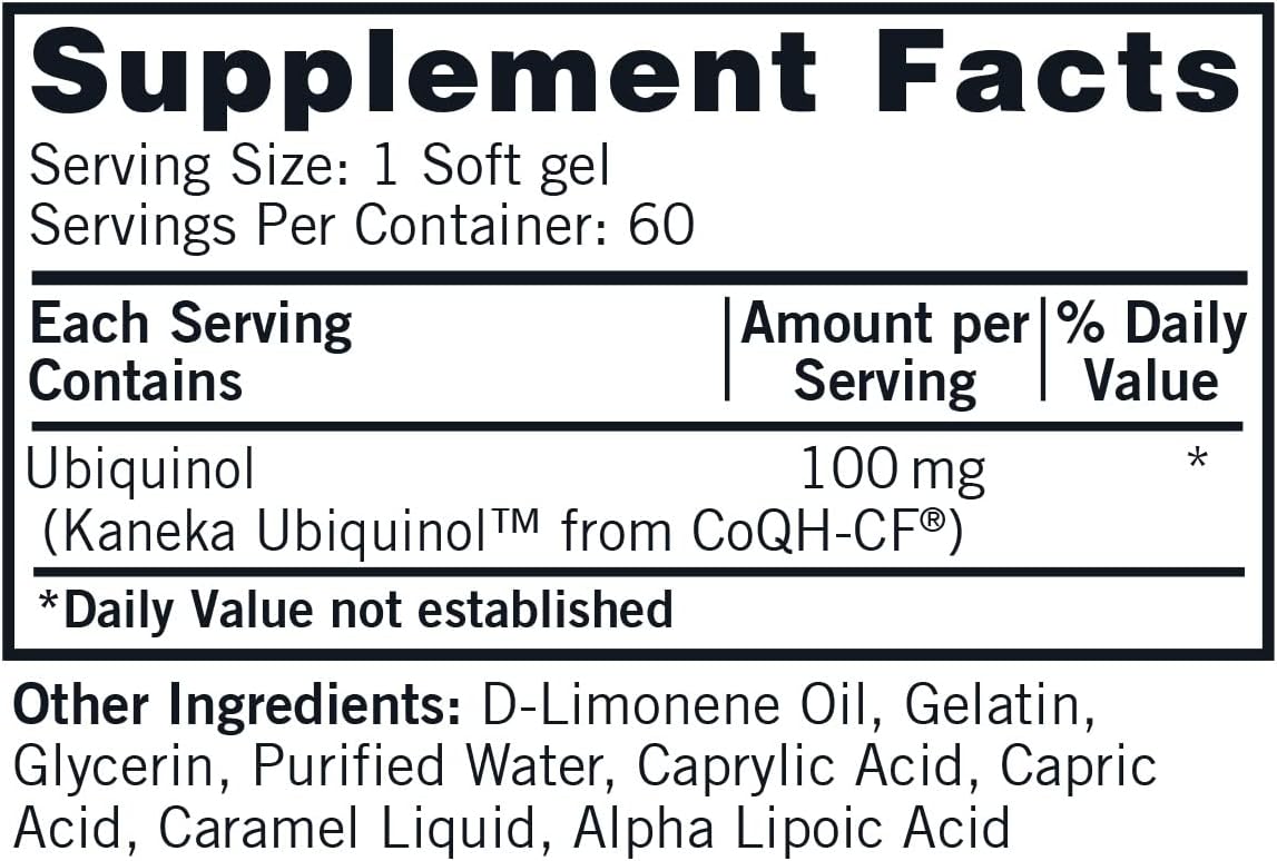 100 mg Kirkman Ubiquinol CoQ10 for Enhanced Energy Support