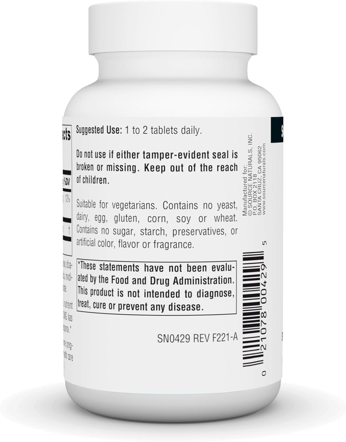 100 mg Source Naturals DMG Dietary Supplement for Immune Response - 60 Tablets