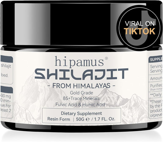100% Natural 600mg Pure Himalayan Organic Shilajit Resin - Gold Grade Supplement for Energy, Strength, and Immune Support - 50g with Fulvic Acid & 85+ Trace Minerals
