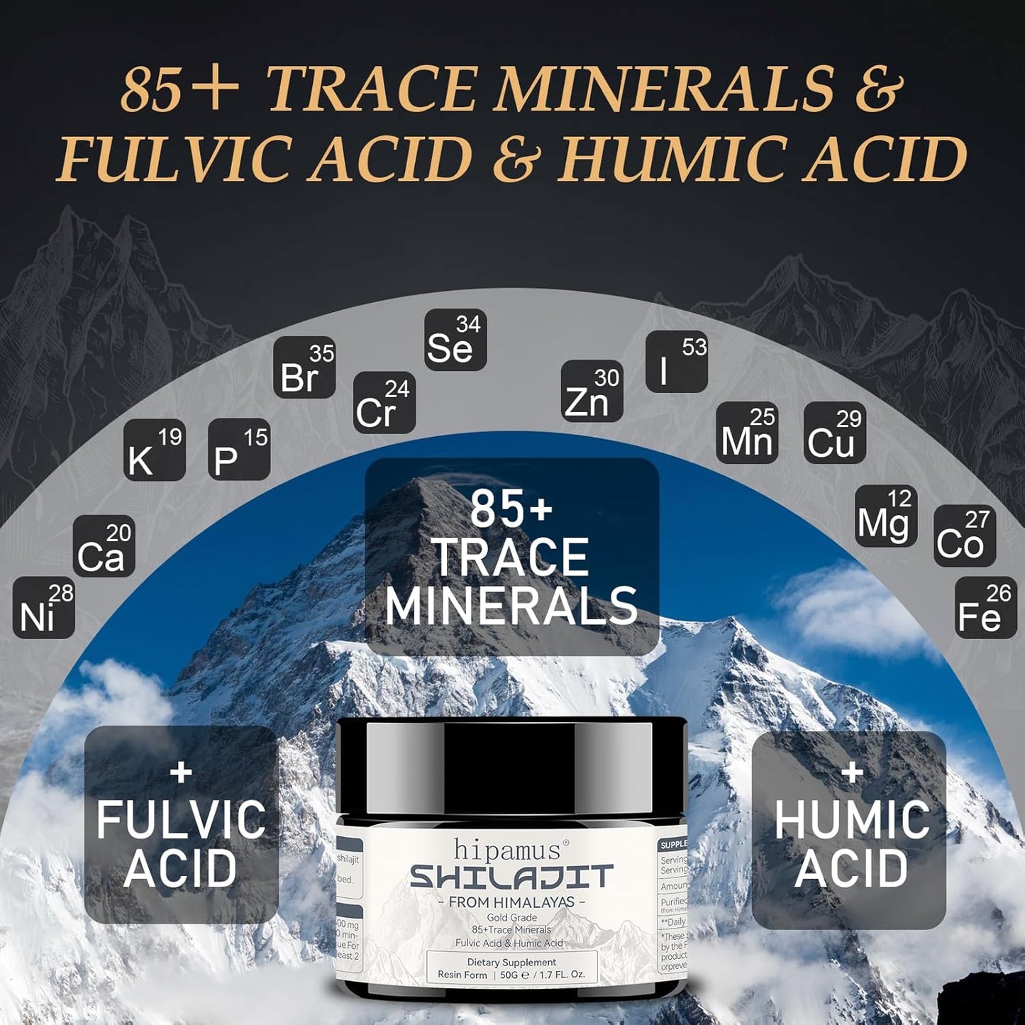 100% Natural 600mg Pure Himalayan Organic Shilajit Resin - Gold Grade Supplement for Energy, Strength, and Immune Support - 50g with Fulvic Acid & 85+ Trace Minerals