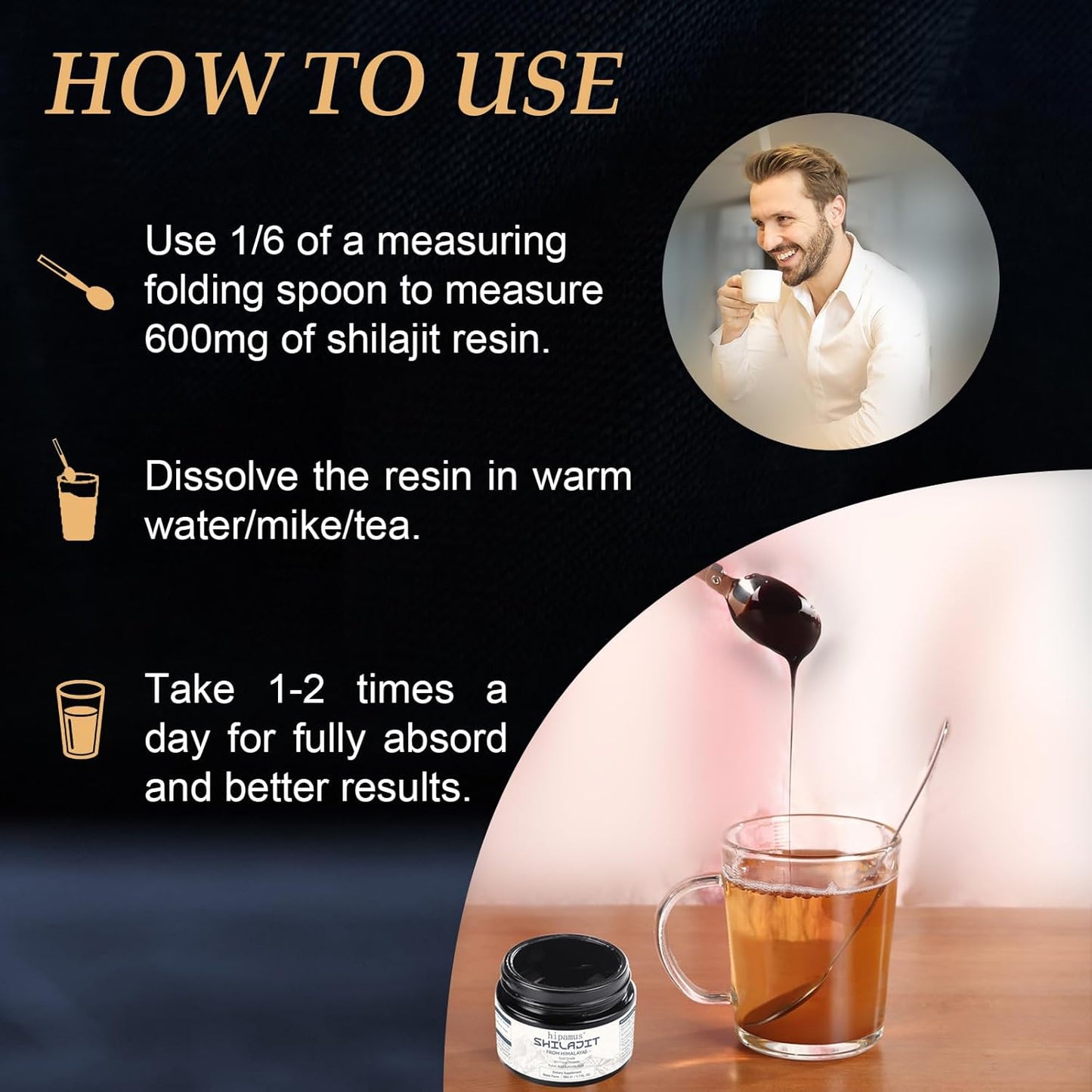 100% Natural 600mg Pure Himalayan Organic Shilajit Resin - Gold Grade Supplement for Energy, Strength, and Immune Support - 50g with Fulvic Acid & 85+ Trace Minerals