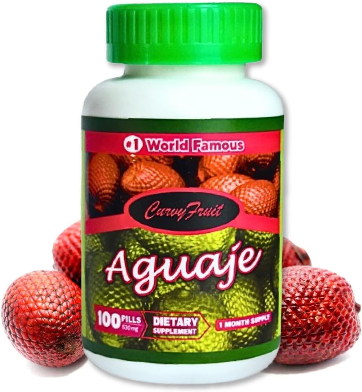 100% Natural Aguaje Curvy Fruit Pills - High Phytoestrogen, 550 mg, 100 Count - Enhance Curves in 1 Month