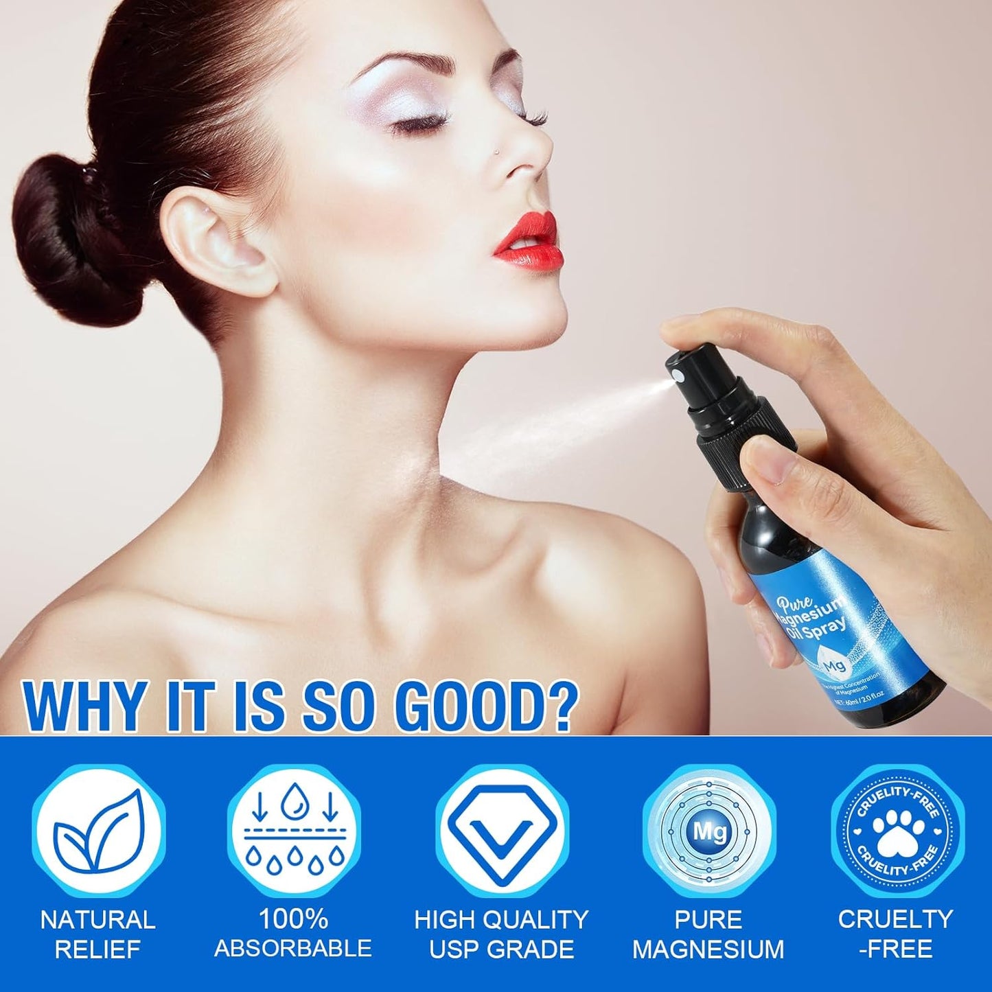 100% Natural akareni Magnesium Oil Spray for Feet and Sleep (2.02 Fl.Oz) - Topical Magnesium Body Spray for Easy Absorption and Natural Deodorant