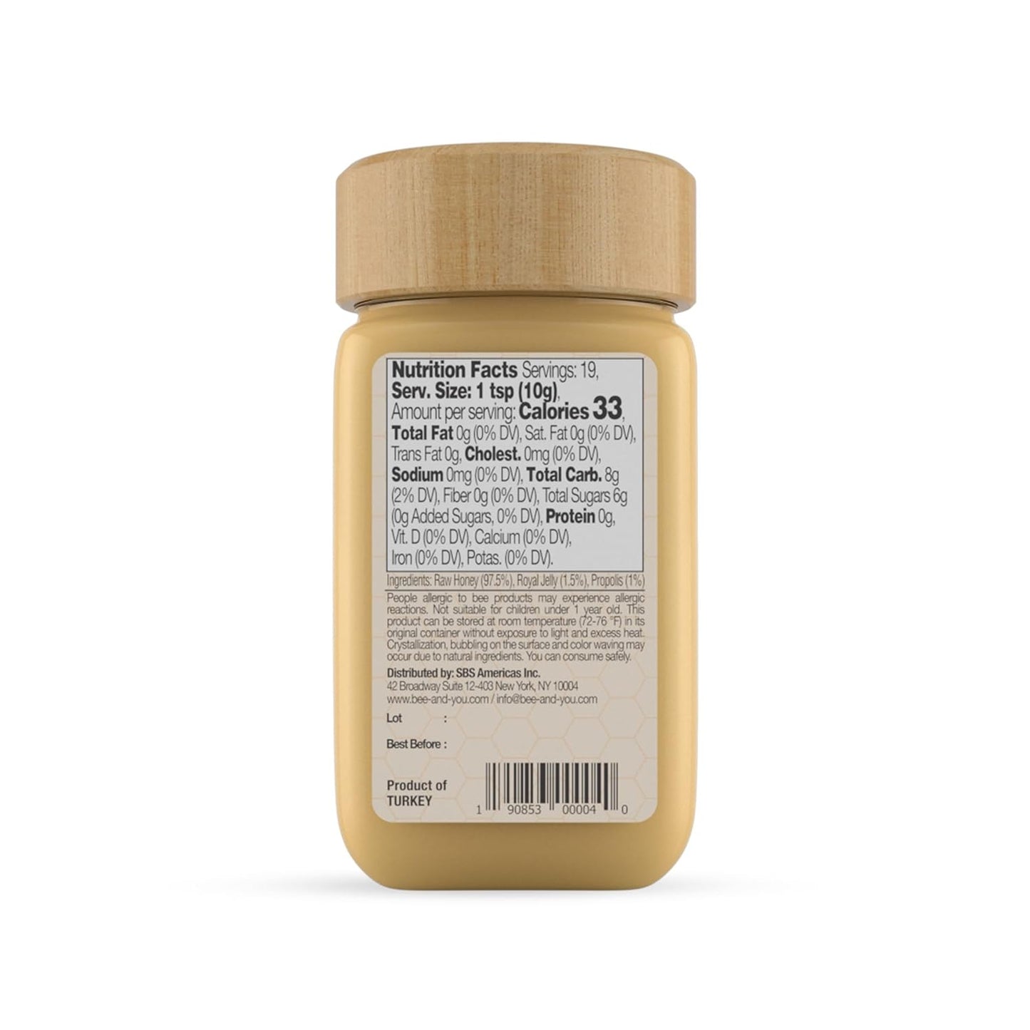 100% Natural BEE & YOU Royal Jelly Raw Honey For Kids - Propolis Extract, Superfood Supplement, Ultra Pure, Antioxidants - Keto, Paleo, Gluten-Free - 6.7 oz Jar