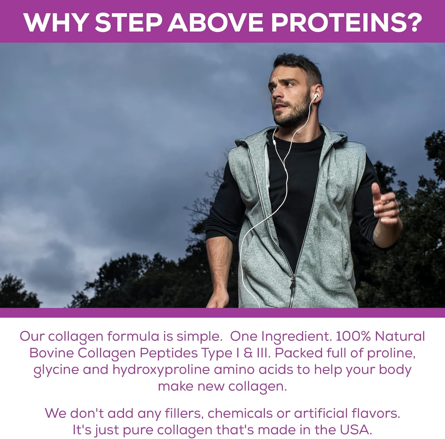 100% Natural Bovine Collagen Peptides, Premium Hydrolyzed Type I-III - 12 Oz