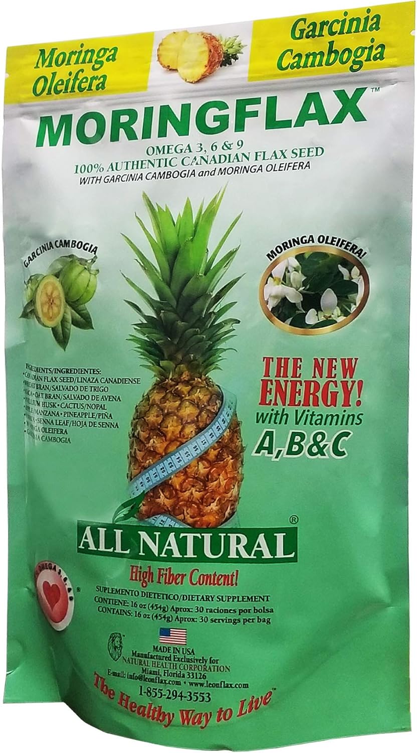 100% Natural Canadian Flax Seed with Garcinia Cambogia and Moringa Oleifera - 16 oz Bag Formula by TOPNaturePlus