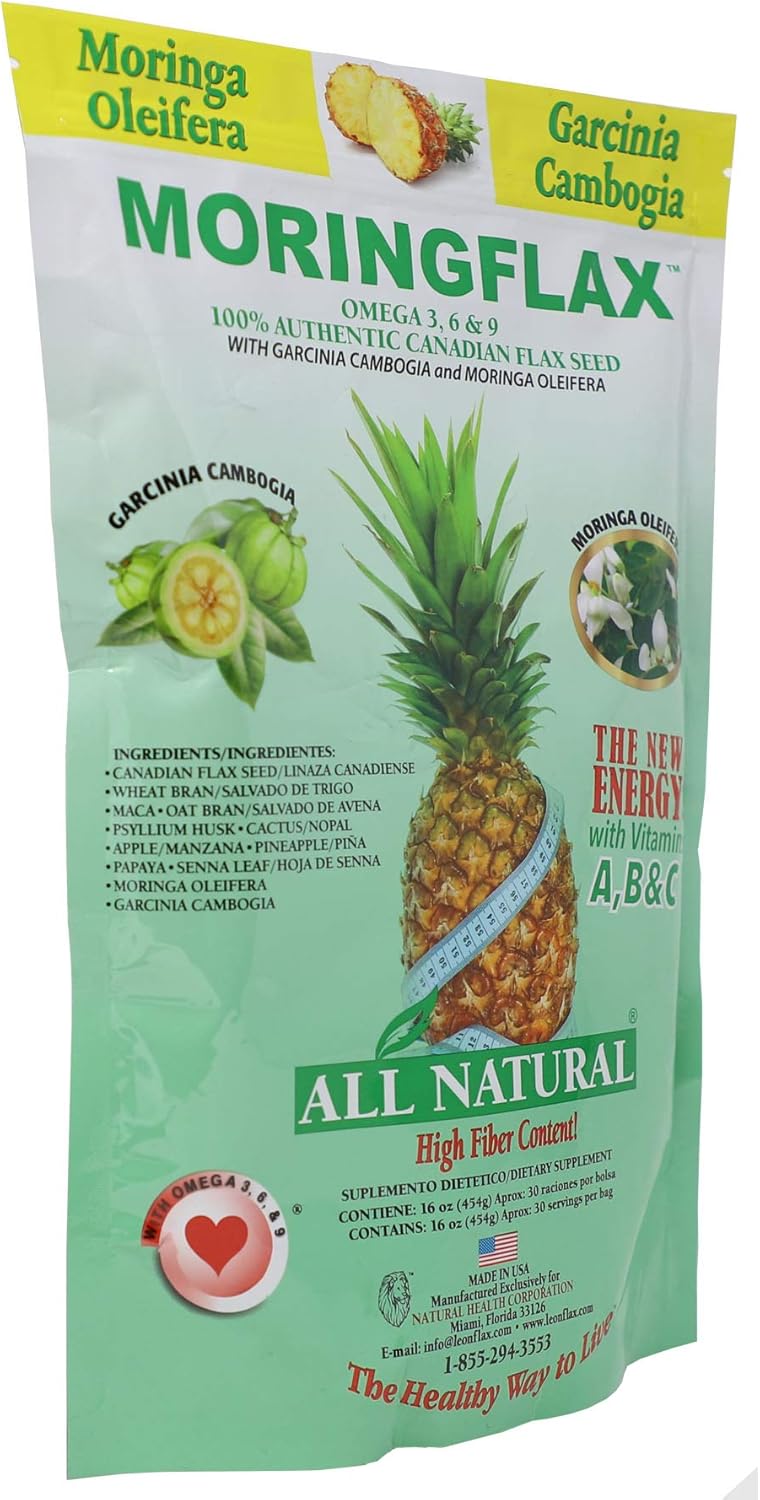 100% Natural Canadian Flax Seed with Garcinia Cambogia and Moringa Oleifera - 16 oz Bag Formula by TOPNaturePlus