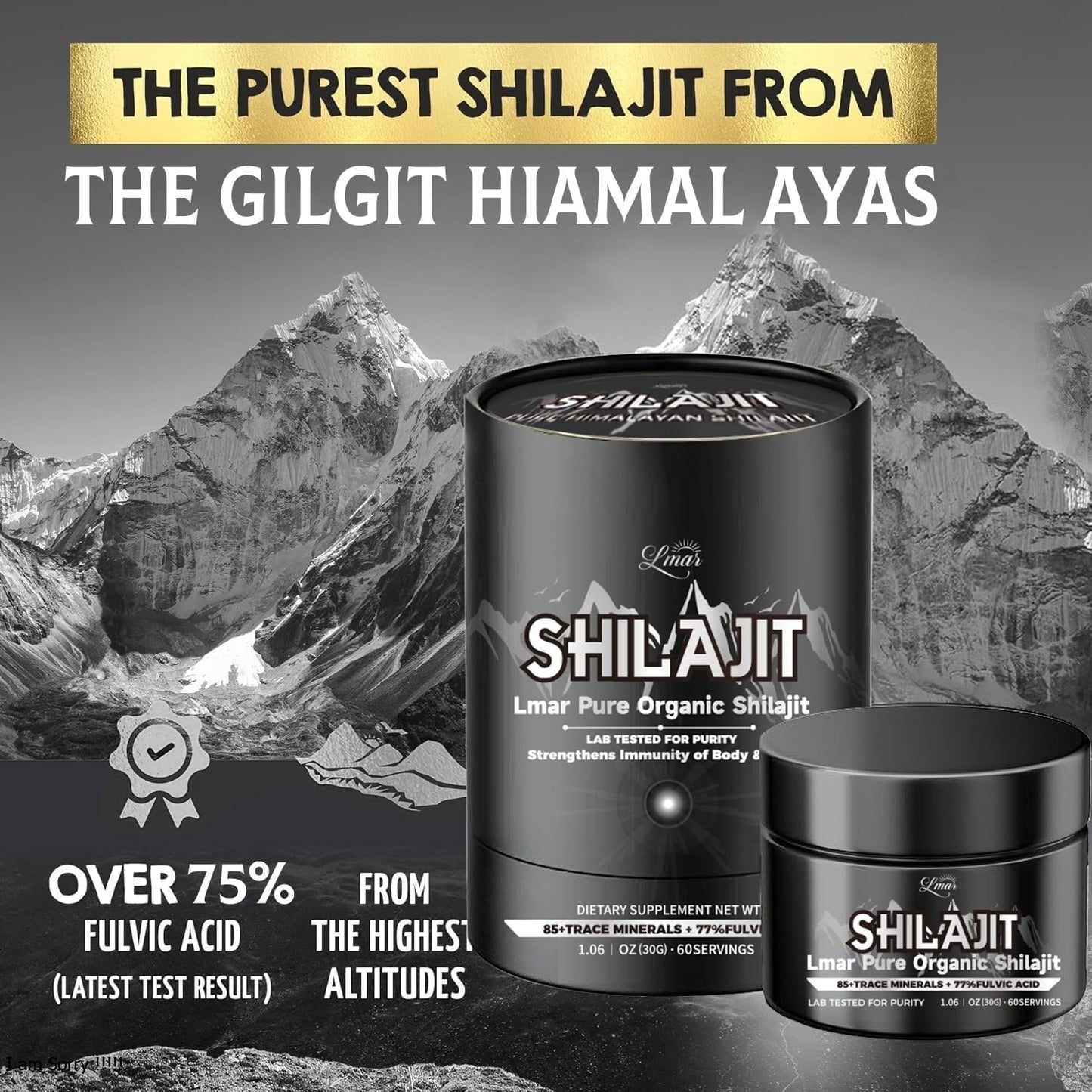 100% Natural Himalayan Shilajit Resin Supplement | Organic 75 Servings for Men & Women | Lab Tested, Rich in 85+ Trace Minerals & 77% Fulvic Acid