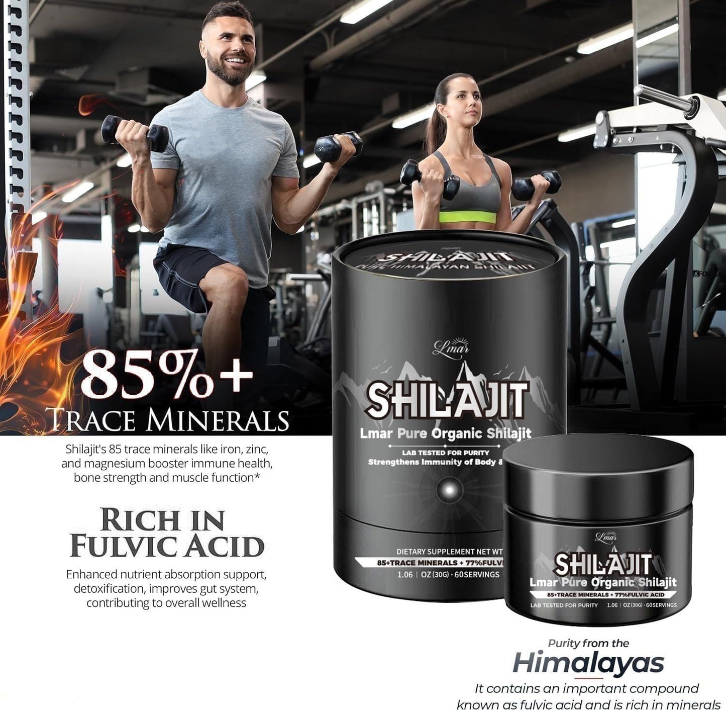 100% Natural Himalayan Shilajit Resin Supplement | Organic 75 Servings for Men & Women | Lab Tested, Rich in 85+ Trace Minerals & 77% Fulvic Acid