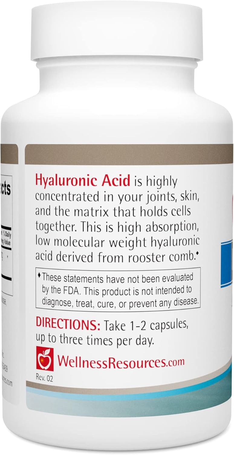 100% Natural Low Molecular Weight Hyaluronic Acid from Rooster Comb - Wellness Resources (60 Capsules)