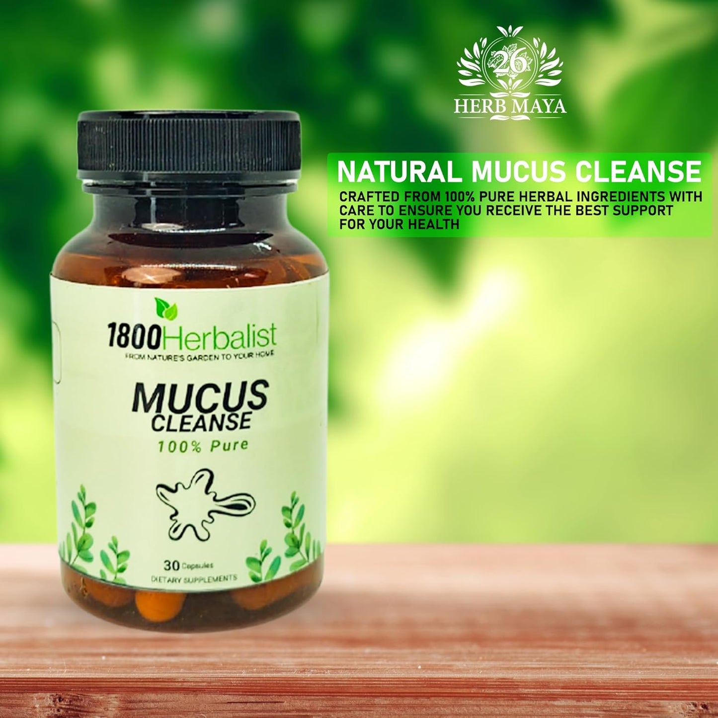 100% Natural Mullein Leaf Extract Mucus Cleanse Capsules for Healthy Respiratory Function - Vegan & Non-GMO - 30 Capsules