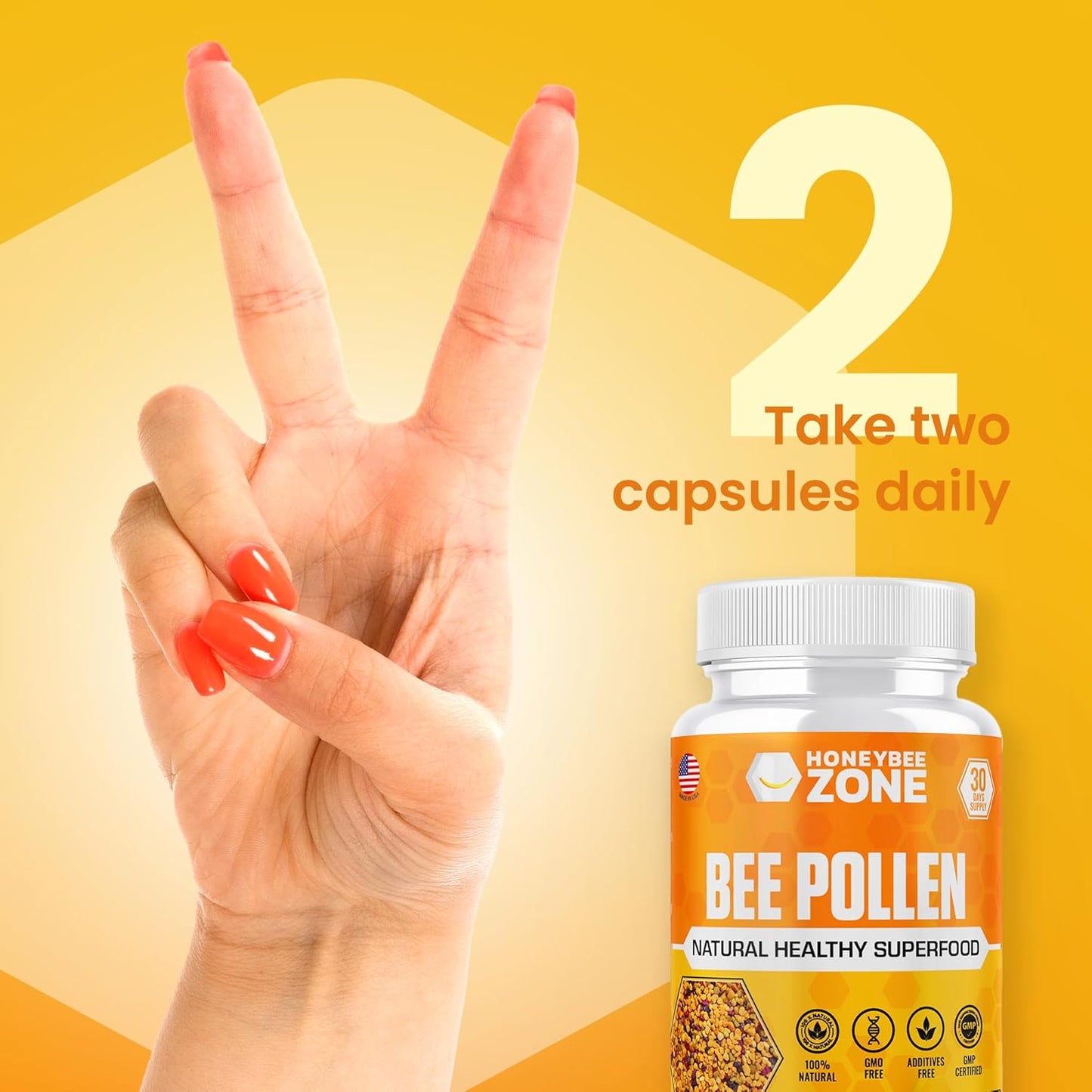 100% Natural Raw Bee Pollen Supplement in Veggie Caps - Fermented Multivitamin with Probiotics, Superfood with Vital Proteins, Amino Acids - Immune Support & Energy Boost - 60 Capsules