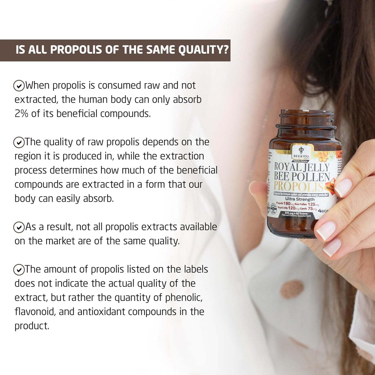 100% Natural Superfood: BEE & YOU Royal Jelly Raw Honey with Propolis Extract - Immune Support, Antioxidants, Keto, Paleo - 6.7 oz