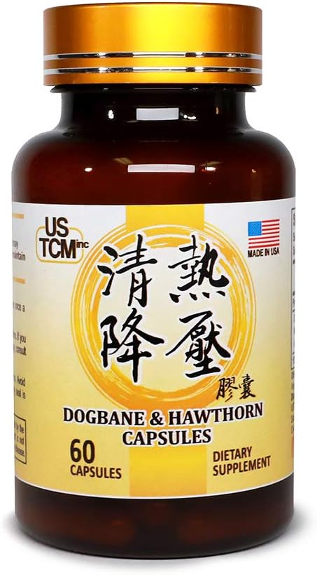 100% Natural USTCM Dogbane Hawthorn Capsules - 500mg, 60 Vegetable Capsules - Made in USA, No Preservatives - Supports Blood Pressure