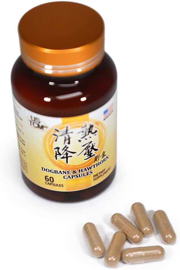 100% Natural USTCM Dogbane Hawthorn Capsules - 500mg, 60 Vegetable Capsules - Made in USA, No Preservatives - Supports Blood Pressure