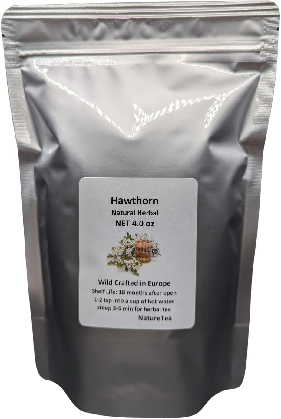 100% Nature Hawthorn Tea - Loose Leaf & Flower C/S (8 oz) - Crataegus laevigata